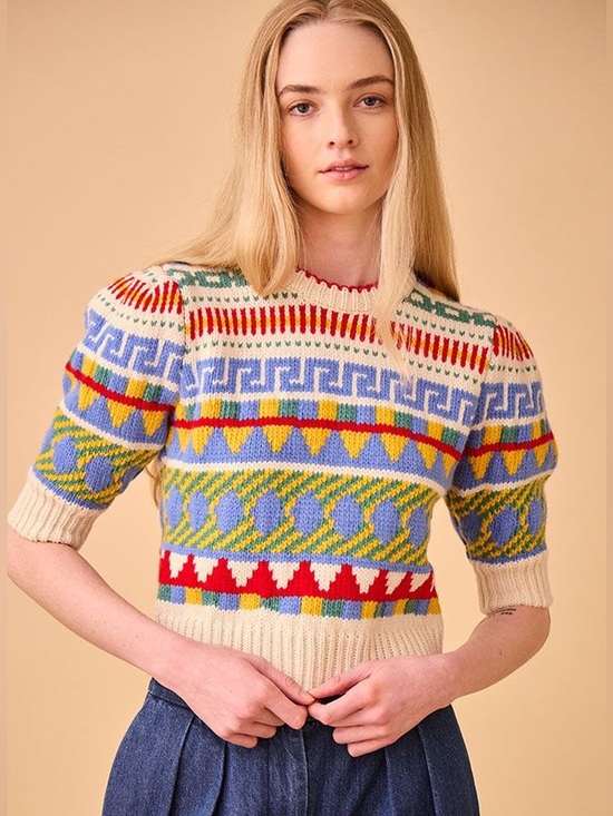 HUNTER BELL Sweaters - Hunter Bell Odette Sweater in Kent Fair Isle, Size XS